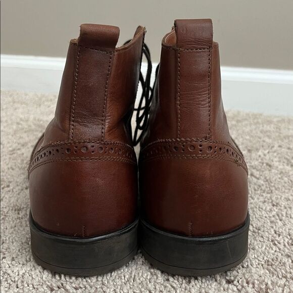 Stafford brown leather brogue wingtip dress boots Men’s 9 lace up ankle main image 9